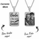 ￼Colar Cordão Corrente Gravação Foto Família Amor Avó Pai Mãe Casal Masculino Feminino Aço Inox