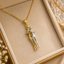 Colar De Abraço De Casal Simples Personalidade Criativa Duas Cores Cadeia De Colarinho Amor Eterno Folheado Ouro 18K