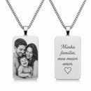 ￼Colar Cordão Corrente Gravação Foto Família Amor Avó Pai Mãe Casal Masculino Feminino Aço Inox