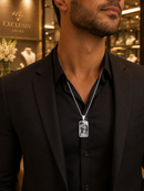 ￼ Colar Cordão Corrente Gravação Foto Família Amor Avó Pai Mãe Casal Masculino Feminino Aço Inox